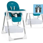 Krzesełko do karmienia ze stolikiem, leżaczek Belo ciemno niebieskie + pałąk 